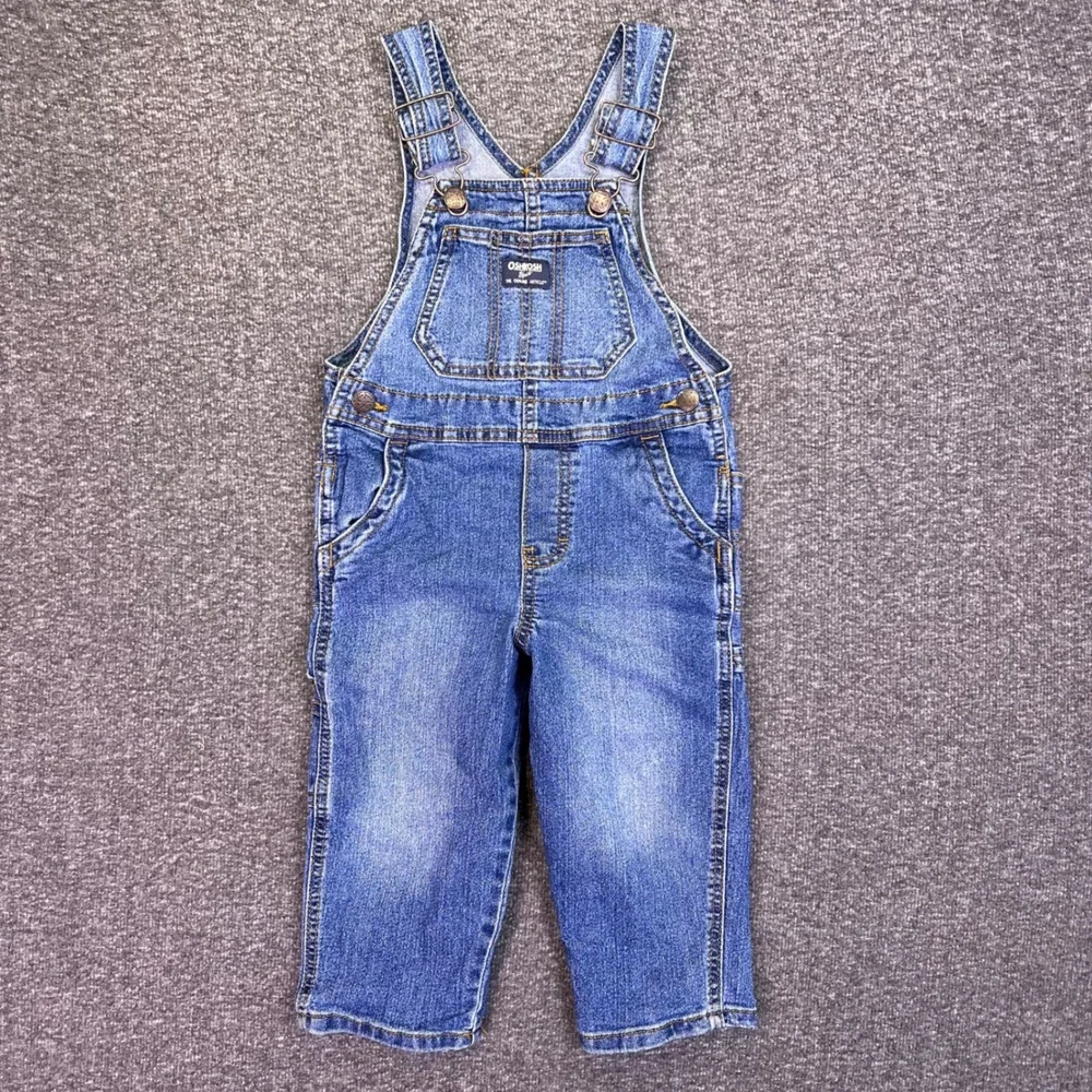 OshKosh B'gosh Denim Overalls Kids 3T Blue Carpenter Casual Stretch Bibs